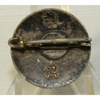 NSDAP Party Lid Pin, Transitional Type, Pre M / 1, Maker gemarkeerd: 39 RZM - Robert Beck. Espenlaub militaria