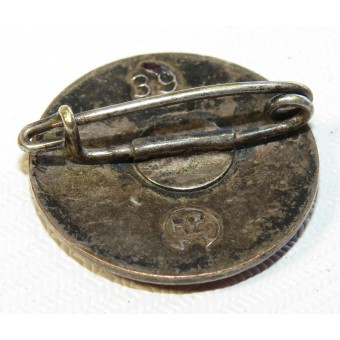NSDAP Party Lid Pin, Transitional Type, Pre M / 1, Maker gemarkeerd: 39 RZM - Robert Beck. Espenlaub militaria