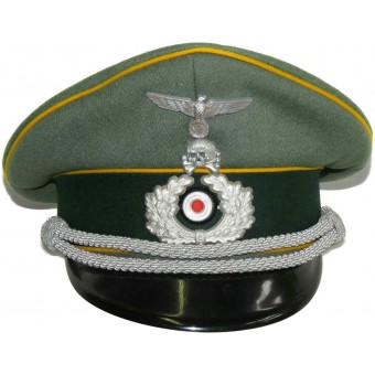 Sombrero de visera Wehrmacht Heer quinto regimiento de caballería del oficial con el cráneo tradicional.. Espenlaub militaria