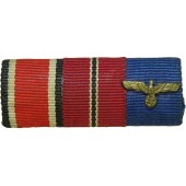 Wehrmacht Ribbon bar with 3 awards. WH medal, EK, and WiO medal