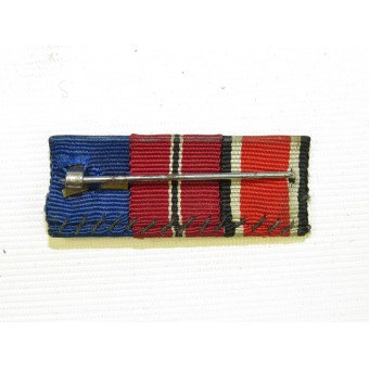 Wehrmachtsbandleiste mit 3 Auszeichnungen. WH-Medaille, EK, und WiO-Medaille. Espenlaub militaria