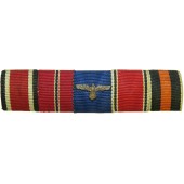 Barrette de ruban de sous-officier allemand de la Seconde Guerre mondiale : EK2, médaille de l'Est, 4 ans dans la Wehrmacht, et 2 médailles Anschlüss