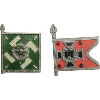 Original WWII WHW German Flag Tinnies: Kraftfahrkampftruppe (Su16) und Regiment General Göring. Espenlaub militaria