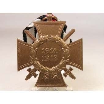 Première Guerre mondiale 1914-1918 de croix commémorative avec des épées fabricant, marque HKM - Heinrich KissingMenden. Parfait état, acier bronzé. Espenlaub militaria