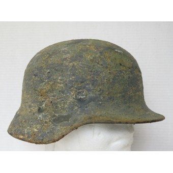 Campo de batalla encontró casco de acero Luftwaffe camo. Espenlaub militaria