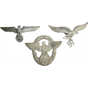 3 cap eagles: Wehrmacht, Luftwaffe, 3rd Reich police. Espenlaub militaria
