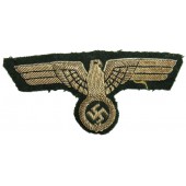Aigle de poitrine de la Wehrmacht brodé à la main, de haute qualité, en cuivre argenté.