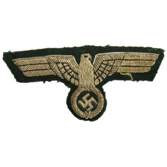 Aigle de poitrine Wehrmacht brodés à la main de haute qualité des lingots de cuivre au début argentait. Presque neuf. Espenlaub militaria