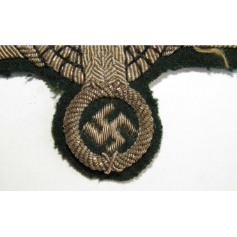 High quality early silvered copper bullion hand-embroidered Wehrmacht breast eagle. Espenlaub militaria