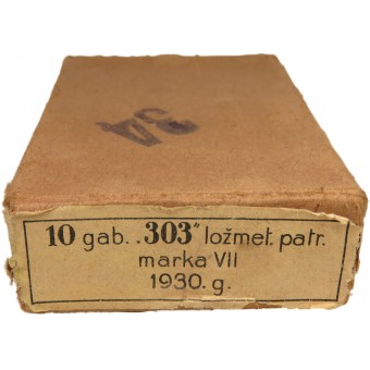 Letland Made Pack voor 10 cartridges 303, Mark VII, 1930, voor het machinegeweer. Espenlaub militaria
