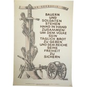 NSDAP-Plakat: Bauern und Soldaten stehen Hand in Hand