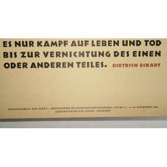 NSDAP cartel - 10 de Septiembre - Domingo sangre Bromberger.. Espenlaub militaria