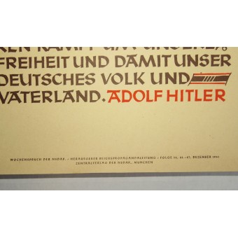 NSDAP cotizaciones semanales cartel. Dios, tú ves, hemos cambiado. A. Hitler. Espenlaub militaria