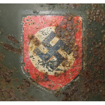 SS Double Decal casque en acier m35, Q66, champ de bataille trouvé en Kurland. Espenlaub militaria
