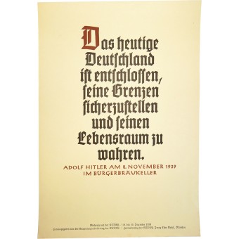 Wekelijkse propaganda poster van de NSDAP, december, 10 - 16, 1939. Espenlaub militaria