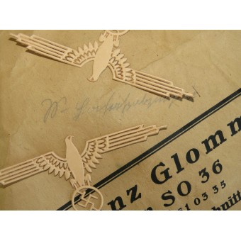 Картонная карта для золотной вышивки нарукавного орла комсостава СС. Espenlaub militaria