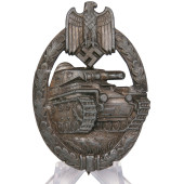 Panzer Assault Badge in Bronze, Junker, zinc, field repair