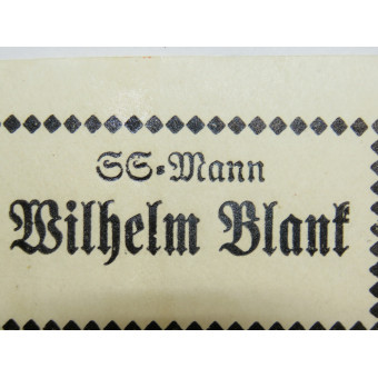 Paper tag SS-Mann Wilhelm Blank