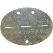 1.St.Kp.Kw.Trsp. E.u.A.Abt 15 Wehrmacht dogtag.