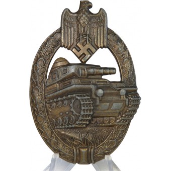 Tanque de Asalto Placa de bronce, Panzerkampfabzeichen. Bronce. COMO.. Espenlaub militaria
