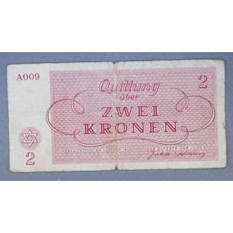 Ghetto money.  Scrip, valued at 2 kronen. Espenlaub militaria
