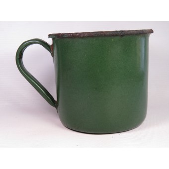 Grün emaillierte RKKA-Tasse aus der Kriegszeit. Espenlaub militaria