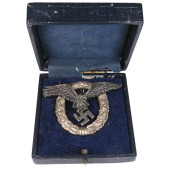 Insignia de piloto de la Luftwaffe en estuche, C. E. Juncker