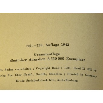 Adolf Hitler - Mein Kampf. Originalausgabe, 721-725 Auflage von 1942. Espenlaub militaria