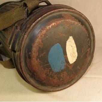 Terzo Reich tedesco WW2 fatta, 1944 anni gasmask datato con tanica.. Espenlaub militaria