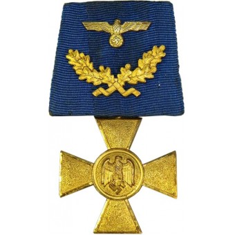 Longue croix - 40 ans dans la Wehrmacht, avec des feuilles de chêne dor.. Espenlaub militaria