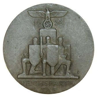 1936 NSDAP Reichsparteitag - Reichs Party Day Badge, kirjoittanut Gustav Brehmer. Espenlaub militaria