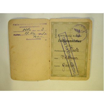 Pasaporte de Estonia antes del ciudadano guerra con dos observaciones de las autoridades ocupados, URSS y alemán. Espenlaub militaria