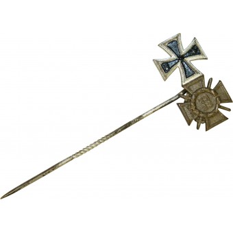Croix de fer 1914 et Ehrenzeichen für Frontkämpfer 1914-1918. miniature stickpin. Espenlaub militaria
