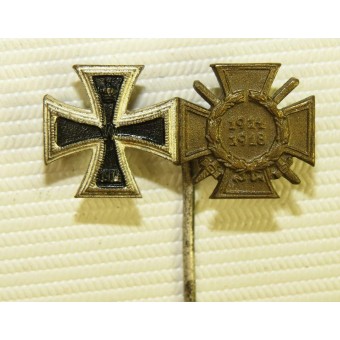 Croix de fer 1914 et Ehrenzeichen für Frontkämpfer 1914-1918. miniature stickpin. Espenlaub militaria