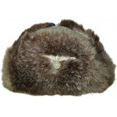 Wehrmacht Heer rabbit fur winter hat, with early brass Heeres eagle on it