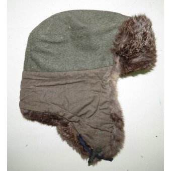 Wehrmacht Heer Konijnenbont Winter Hat, met vroege messing Heeres Eagle erop. Espenlaub militaria