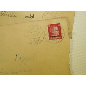 Conjunto de 8 sobres 1941-1945 año, emitidos en Estonia durante la ocupación alemana y soviética. Espenlaub militaria