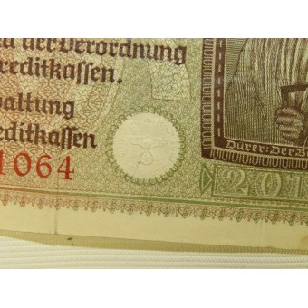 Satz Papiergeldscheine - 3. Reich besetzte Ostgebiete 50, 20, 5, 2 Reichsmark. Espenlaub militaria