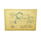Sovjetiskt certifikat till den tyska soldaten - POW
