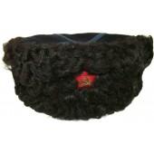 Cappello di pelliccia kubanka sovietico dell'epoca prebellica o bellica per cosacchi di Voisko Donskoe Войско Донское