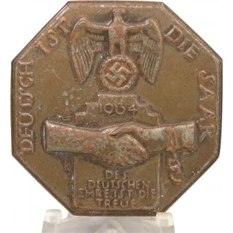 1934 Saar är tysk mark, Tinnie. Metall pinback. Espenlaub militaria