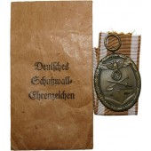 Deutsches Schutzwall Ehrenzeichen, Westwall Medaille mit Umschlag,