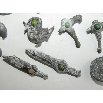 Set of German 3rd Reich WHW badges,Germanic weapons and Archaeology artifacts. Espenlaub militaria