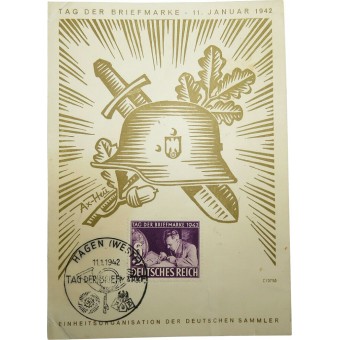 Giornata del francobolli collettore Terzo Reich dopo card.Tag der Briefmarke 11. Januar 1942. Espenlaub militaria