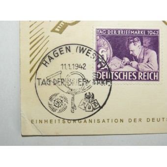 Day of the stamps collector in Third Reich post card.Tag der Briefmarke 11. Januar 1942. Espenlaub militaria