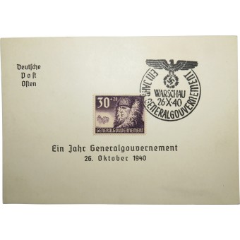 Deutsche Post Osten ein Jahr Gobierno General 26 de Octubre de 1940. Varsovia. Espenlaub militaria