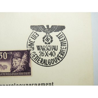 Deutsche Post Osten ein Jahr Generalgouvernement 26 Oktober 1940. Warschau. Espenlaub militaria
