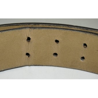 Alemán Preßstoff cuero artificial hecha de cinturón, negro, fin de la guerra. Espenlaub militaria