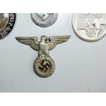 Set of 4 3rd Reich badges: Railway eagle, early SS/SA eagle, DRK Helferin. Espenlaub militaria