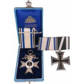 Bayern Militär-Verdienstkreuz 2 en KK II 1914 met staaf en koffer
